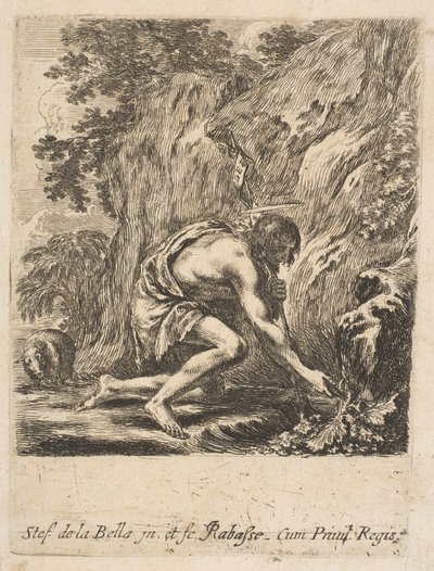 Keresztelő Szent János vizet merít egy forrásból, kb. 1649. alkotó: Stefano della Bella