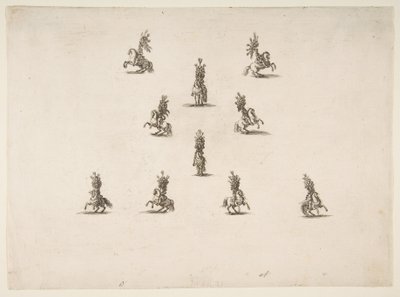 Tíz lovas, köztük öt V-t formáló, 1652. alkotó: Stefano della Bella