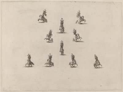 Tíz lovas nagy tollas sisakokkal, 1652. alkotó: Stefano della Bella