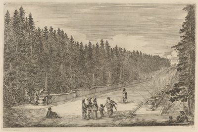 A Szökőkutak sugárútja, valószínűleg 1653-ban. alkotó: Stefano della Bella