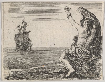 Thészeusz és Ariadné, a Game of Mythology Jeu de la Mythologie-ból, 1644. alkotó: Stefano della Bella