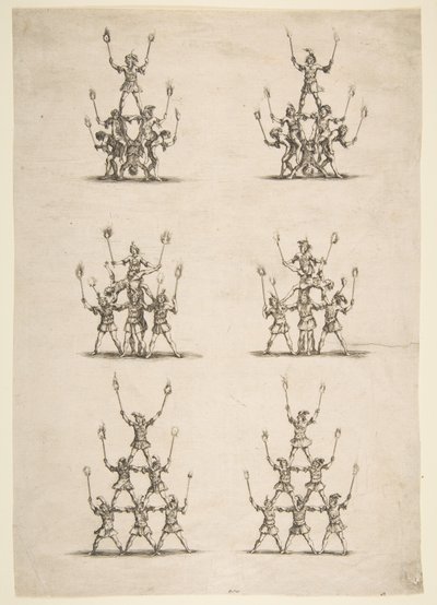 Harminchat akrobata hat csoportban, 1652. alkotó: Stefano della Bella