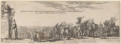 Őexcellenciája, a lengyel nagykövet Rómába való belépésének címlapja, 1633. alkotó: Stefano della Bella