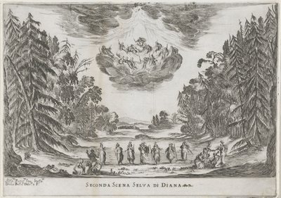 Tweede jelenet: het bos van Diana Diana erdejének második jelenete (cím a tárgyon) Liberetto ter ere van de bruiloft van Ferdinando II de
