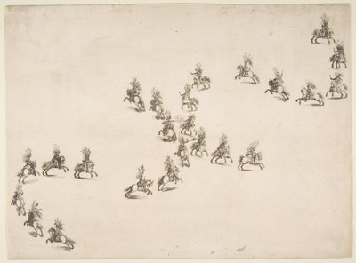Huszonnégy Cavaliers alkot egy Double S-t, 1652. alkotó: Stefano della Bella