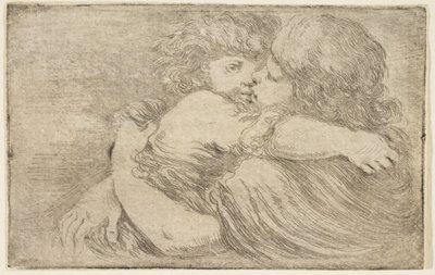 Két gyermek ölelése, kb. 1662. alkotó: Stefano della Bella