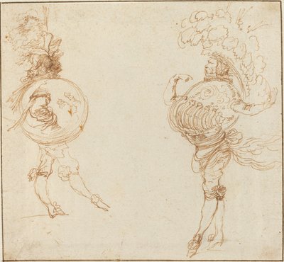 Két férfi álarcos jelmezben: A Föld és egy parádés sisak c. 1645. alkotó: Stefano della Bella