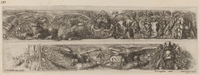 Két díszszalag láncolt leopárdokkal és sasokkal, valószínűleg 1648-ból. alkotó: Stefano della Bella