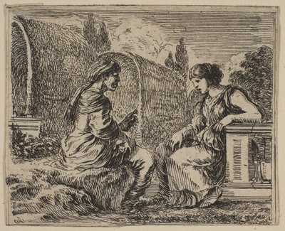 Vertumnus és Pomona, a Game of Mythology Jeu de la Mythologie-ból, 1644. alkotó: Stefano della Bella