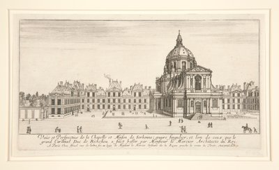 A kápolna és a Sorbonne-ház nézete és perspektívája alkotó: Stefano della Bella