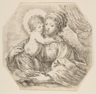 Szűz és Krisztus gyermeke, nyolcszögletű kompozíció, kb. 1649. alkotó: Stefano della Bella