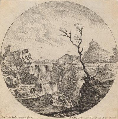 Háromszintes vízesés, 1646. alkotó: Stefano della Bella