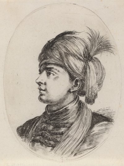 Fiatal mór tollas turbánban, balra fordulva, 16491650. alkotó: Stefano della Bella