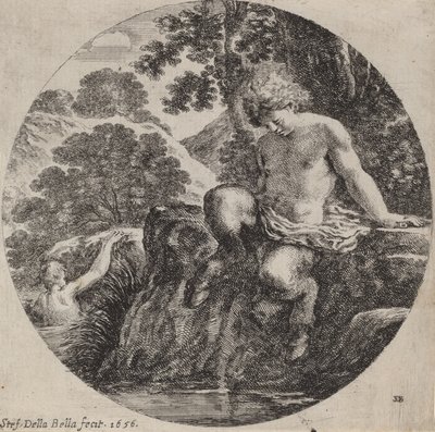 Fiatal szatír a patak partján, 1656. alkotó: Stefano della Bella