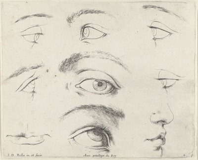 Hét szem, két száj és egy orr A rajzolás alapjai (sorozat címe) I principii del disegno (sorozat címe) alkotó: Stefano della Bella