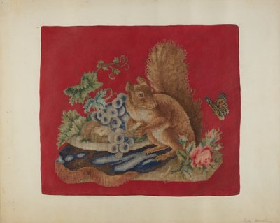 Szék üléshuzat, c. 1942. alkotó: Stella Mosher