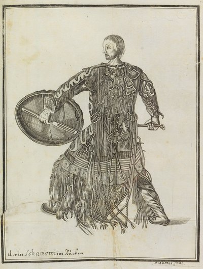 Egy sámán. Az ország leírásából Kamcsatka, c. 1750. alkotó: Steller
