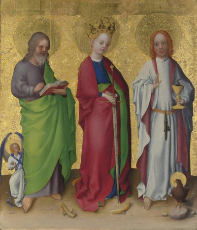 Szent Máté, Alexandriai Katalin és János evangélista, c. 1450 alkotó: Stephan Lochner