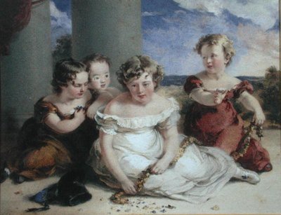 Gyerekek koszorút készítenek (akvarell papíron) alkotó: Stephan Poyntz Denning