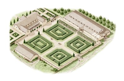 Brading Roman Villa, Wight-sziget (rajz 2012), 350-400 körül (tinta és akvarell) alkotó: Stephen Conlin