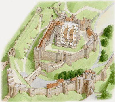 Dover Castle Today, 1945-2023 körül (tus és akvarell, papír) alkotó: Stephen Conlin