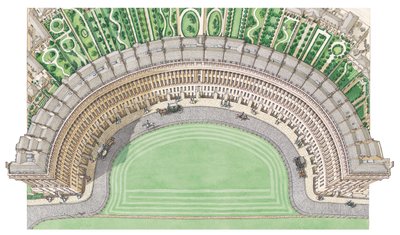 The Royal Crescent, Bath, 1780-1800 körül (tus és akvarell) alkotó: Stephen Conlin
