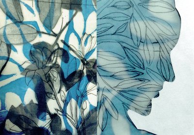 La Foret IX, 2017 (monoprint és kollázs) alkotó: Stephen Dow