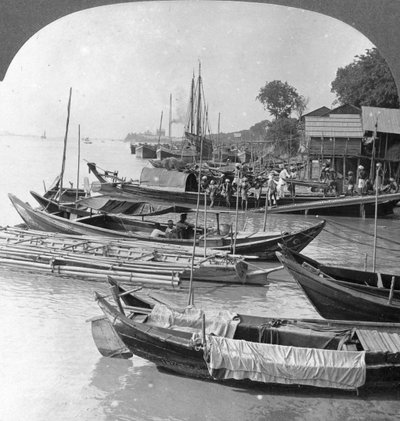 Felnézve az Irrawaddy folyóra, Rangoon, Burma, 1908 alkotó: Stereo Travel Co