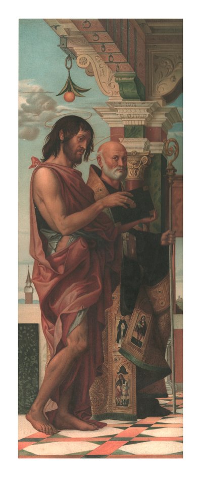 Keresztelő Szent János Szent Benedekkel, 1874. alkotó: Storch and Kramer