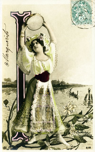 Én: Mlle Fischer, művész az 1900-as évekből - Aábécé képeslapon alkotó: Studio Reutlinger