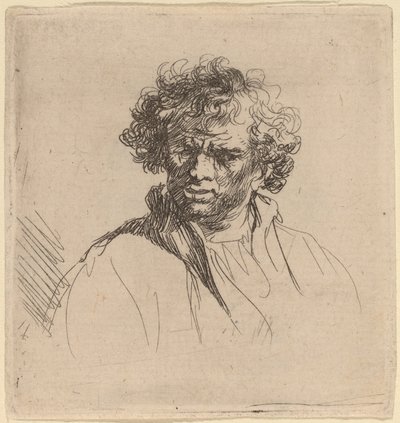 Göndör fejű, nyűgös szájú férfi alkotó: Studio of Rembrandt van Rijn