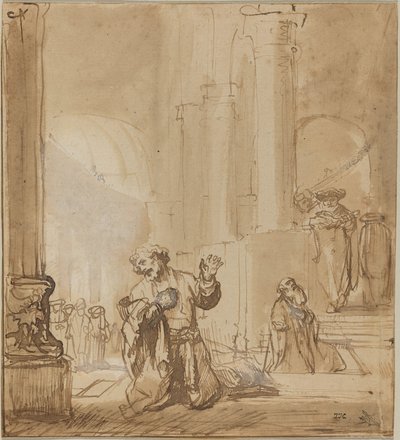 Példabeszéd a vámszedőről és a farizeusról alkotó: Studio of Rembrandt van Rijn