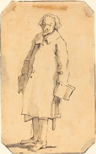 Egy álló férfi nagyszerű kabátot és csizmát visel alkotó: Style of Giovanni Battista Tiepolo