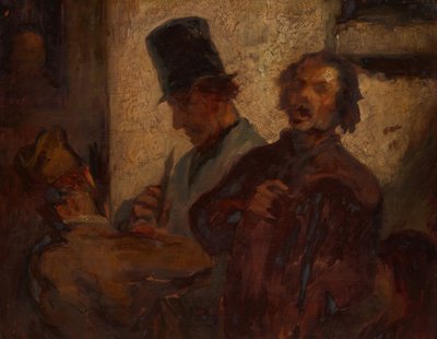 Utcazenészek, c. 1855. alkotó: Style of Honoré Victorin Daumier.