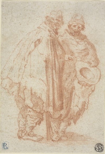 Két szakállas férfi rongyos köpenyben alkotó: Style of Jacques Callot