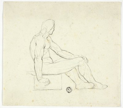 Ülő férfi akt alkotó: Style of Jacques Louis David