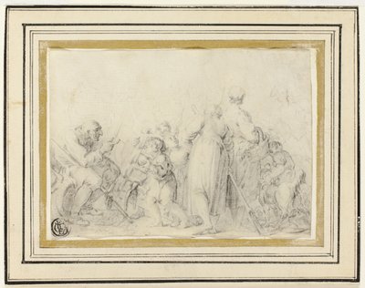 Műfaji jelenet öregemberrel, parasztasszonyokkal és gyerekekkel alkotó: Style of Jean Baptiste Greuze