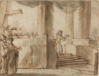 Júdás elhagyja a főpapot alkotó: Style of Rembrandt van Rijn