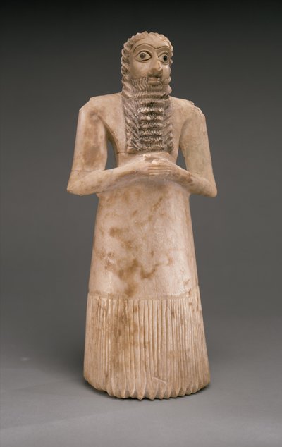 Állandó férfiimádó, korai dinasztikus, i.e. 2900-2600 körül (gipsz alabástrom, kagyló, fekete mészkő, bitumen) alkotó: Sumerian