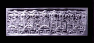 Kezelt hengertömítés lenyomata, Uruk (ma Warka, Irak), Kr.e. 3300-3000 körül (gipsz) alkotó: Sumerian Sumerian