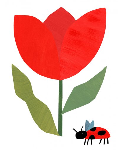 Piros tulipán és katicabogár alkotó: Susan Black