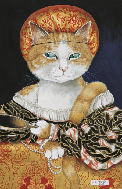 Illusztráció a Cats Galore! A kulturált macskák kompendiuma (kiad. 2015) alkotó: Susan Herbert