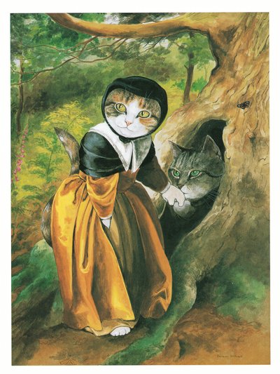 Illusztráció a Pre-Raffaelite Cats (kiadó 1999) című kötetből alkotó: Susan Herbert