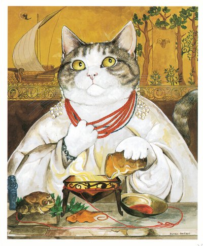 Illusztráció a Pre-Raffaelite Cats (kiadó 1999) című kötetből alkotó: Susan Herbert