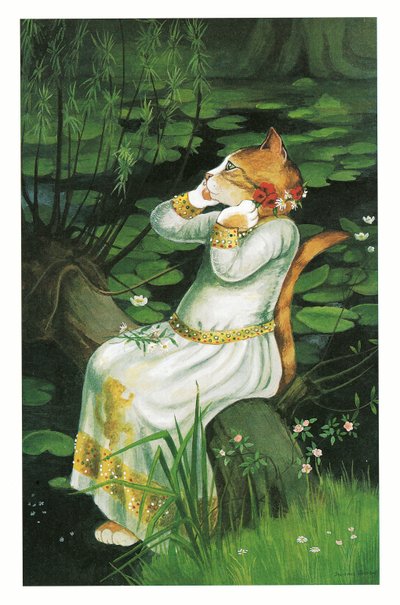 Illusztráció a Pre-Raffaelite Cats (kiadó 1999) című kötetből alkotó: Susan Herbert