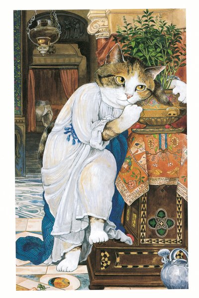 Illusztráció a Pre-Raffaelite Cats (kiadó 1999) című kötetből alkotó: Susan Herbert