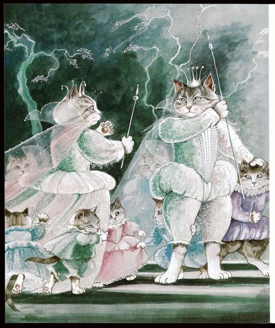 Illusztráció a Shakespeare Cats (kiadó 1996) című kötetből. alkotó: Susan Herbert