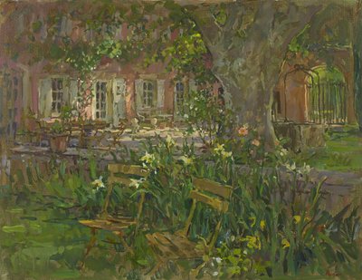 Provence-i terasz íriszrel alkotó: Susan Ryder