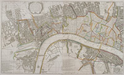 Westminster, London City, Southwark és a környező területek térképe, 1739 alkotó: Sutton Nicholls