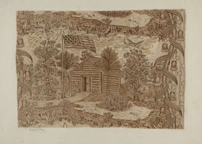 Történelmi nyomtatott textil, c. 1940. alkotó: Suzanne Roy